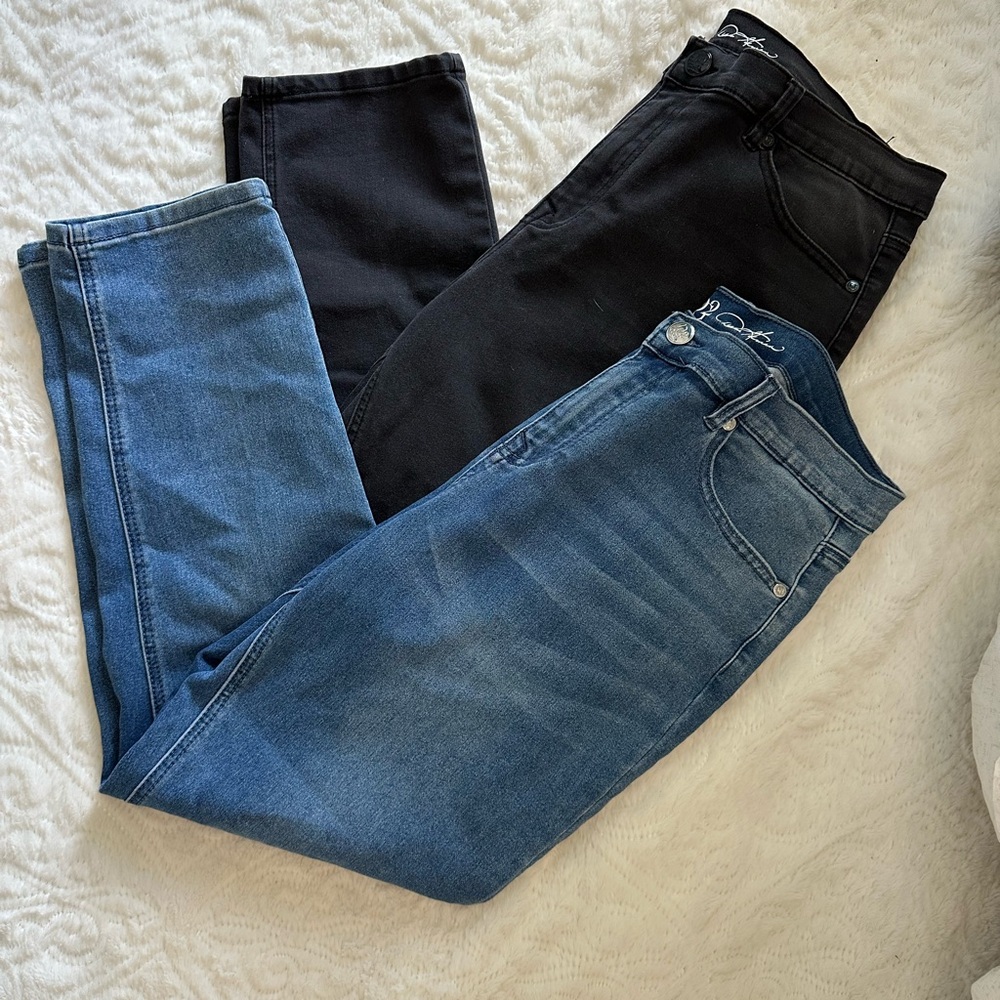 Diane Gilman “Virtual Stretch”Jeans Duo in Blue and Black size 16p